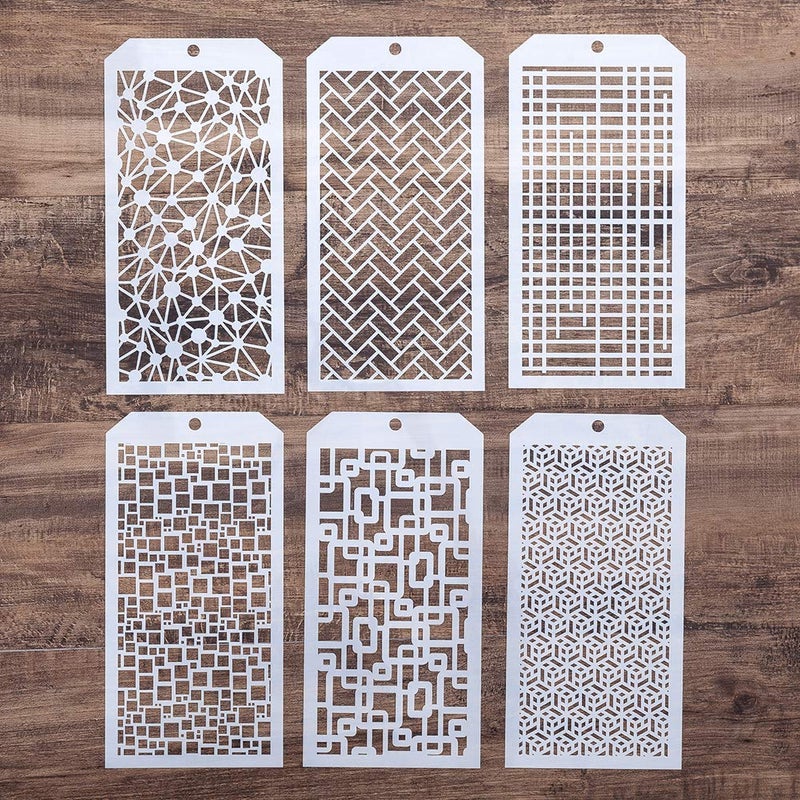 SLGIFT DIY Decorative Stencil Template for Scrapbooking Painting on Wall Furniture Crafts,Set of 6 (Brick) - Image 1
